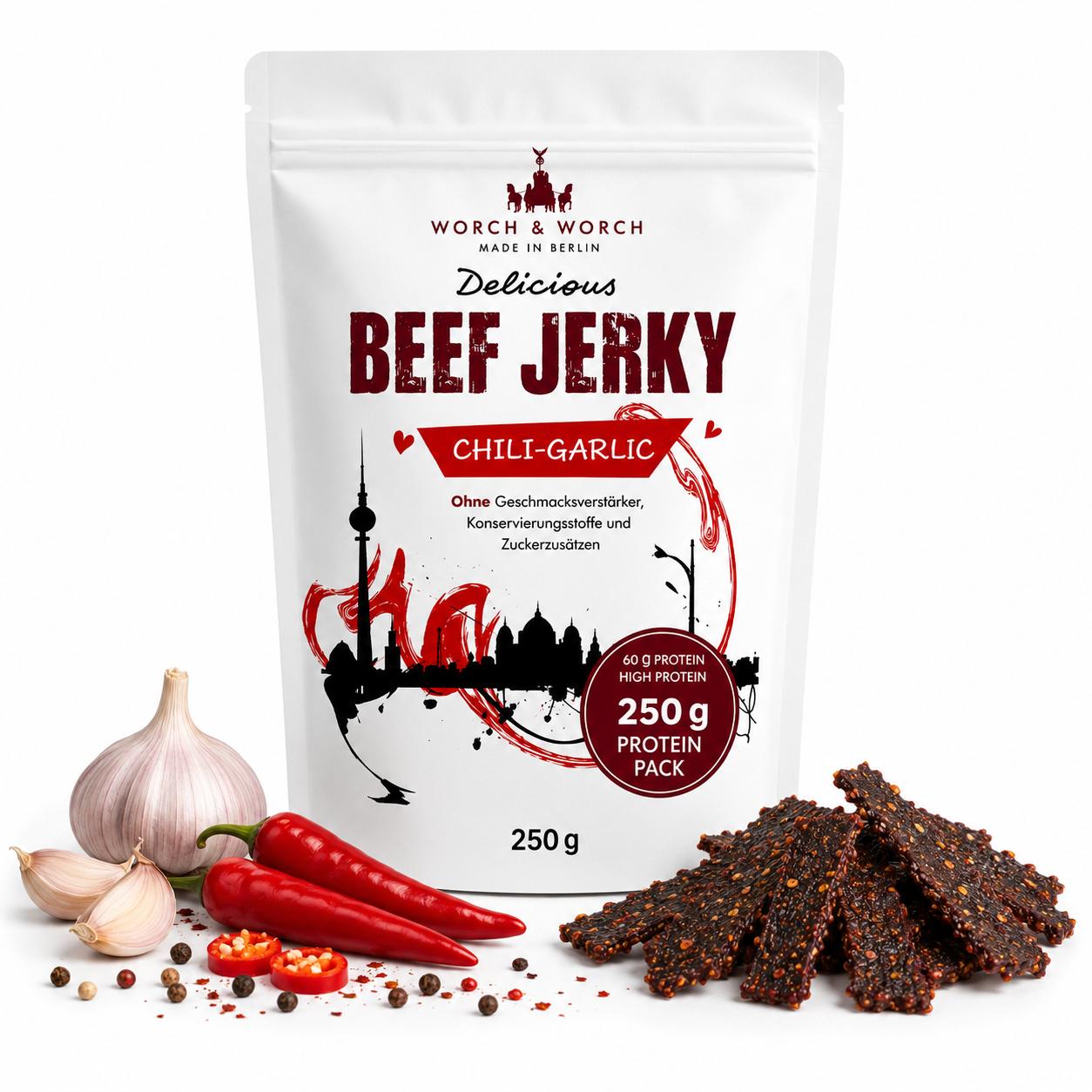 Chili-Garlic 250 g – Beef Jerky