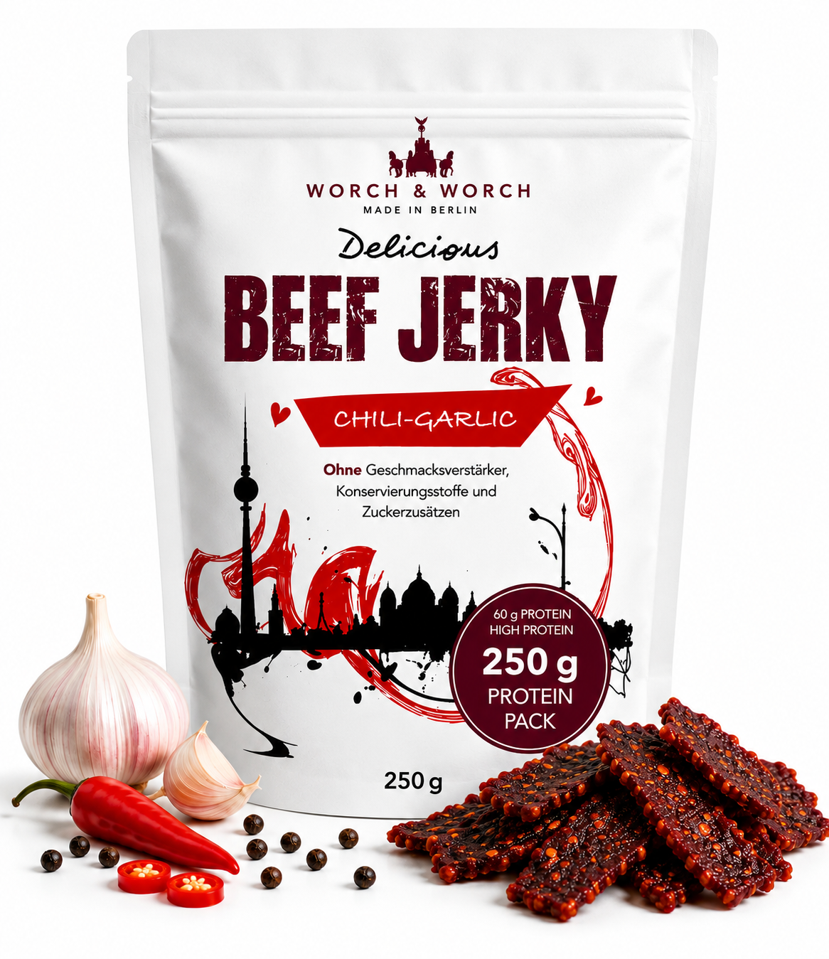 Chili-Garlic 250 g – Beef Jerky
