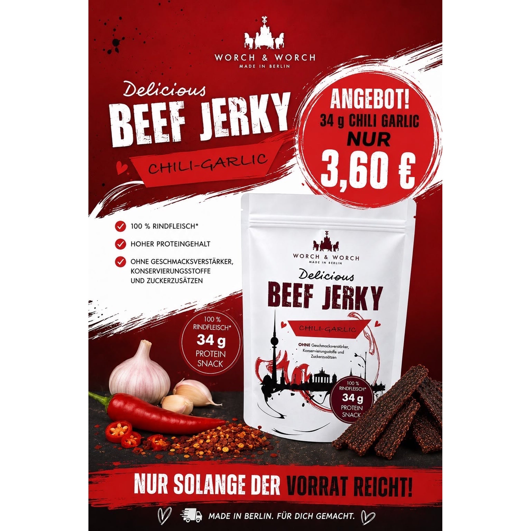 Beef Jerky Chili-Garlic – 34 g